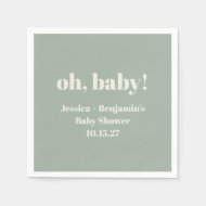 Moderne Schattigee Sage Groene Baby shower Aangepa Servet