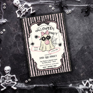 Moderne Schattigee Spooky Ghost Halloween Kostuumf Kaart