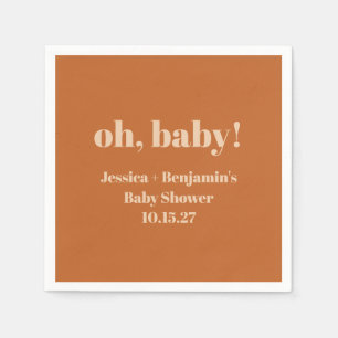 Moderne Schattigee Terracotta Baby shower Aangepas Servet