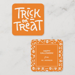 Moderne Schattigee Typografie Trick or treat Hallo Informatiekaartje