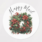 Moderne Schattigee Waterverf kerstkranswensen Labels (Design 2)