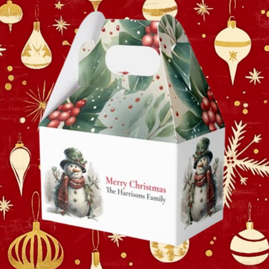 Moderne Schattigee Waterverf Kerstsneeuw man Wense Bedankdoosjes