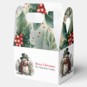 Moderne Schattigee Waterverf Kerstsneeuw man Wense Bedankdoosjes (Geopend)