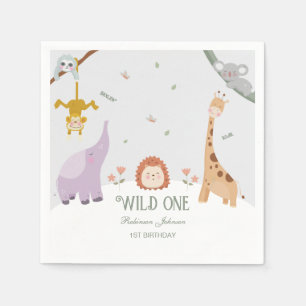 Moderne Schattigee Wild One Safari Dieren 1e Verja Servet