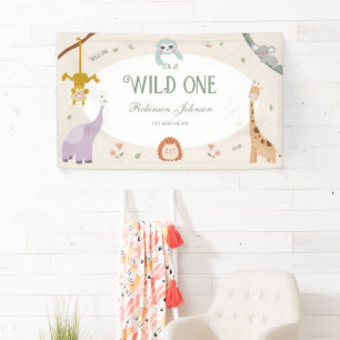 Moderne Schattigee Wild One Safari Dieren 1e Verja Spandoek