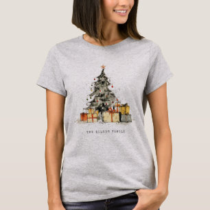 Moderne schetsmatige Waterverf kerstboom cadeaus T-shirt