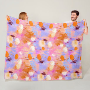 Moderne Schilderachtige Roze Lavendel Bloemen Fleece Deken