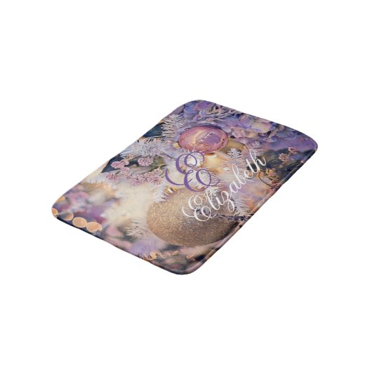 Moderne schilderende kerstbomen Paarse decoraties Badmat (Gekanteld)