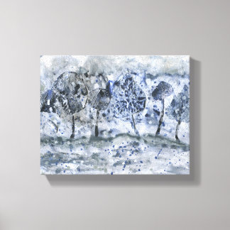 Moderne schilderkunst, winterbos canvas afdruk