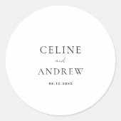 Moderne schone tijdloze bruiloft ronde sticker (Voorkant)