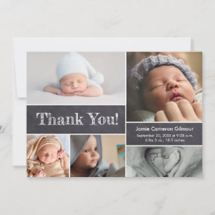 Moderne schoolbord baby shower foto dank je aankondiging