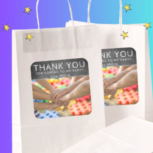 Moderne schoolbord kinderen foto bedankt verjaarda vierkante sticker