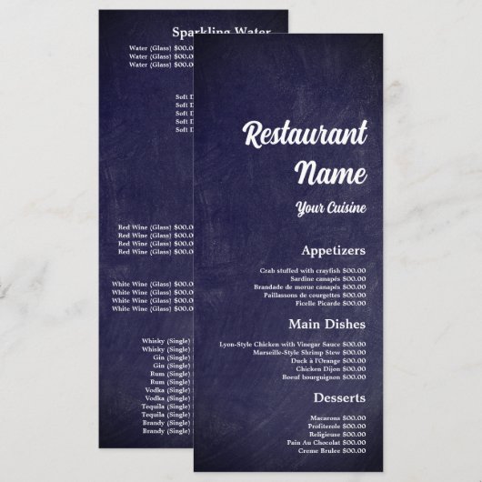 Moderne schoolbord, restaurant slanke lijn menu (Voorkant / Achterkant)