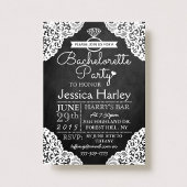 Moderne schoolbord & witte kant bacheloretteparty kaart