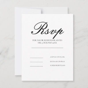Moderne Schoon Elegante Spaanse Taal RSVP kaart