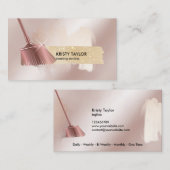 Moderne schoonmaakbezem logo roos Gold Visitekaartje (Voorkant / Achterkant)