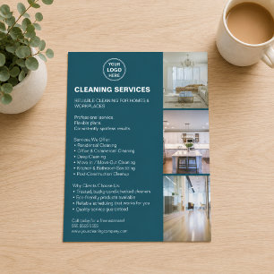 Moderne Schoonmaakdiensten Foto Logo Teal Flyer