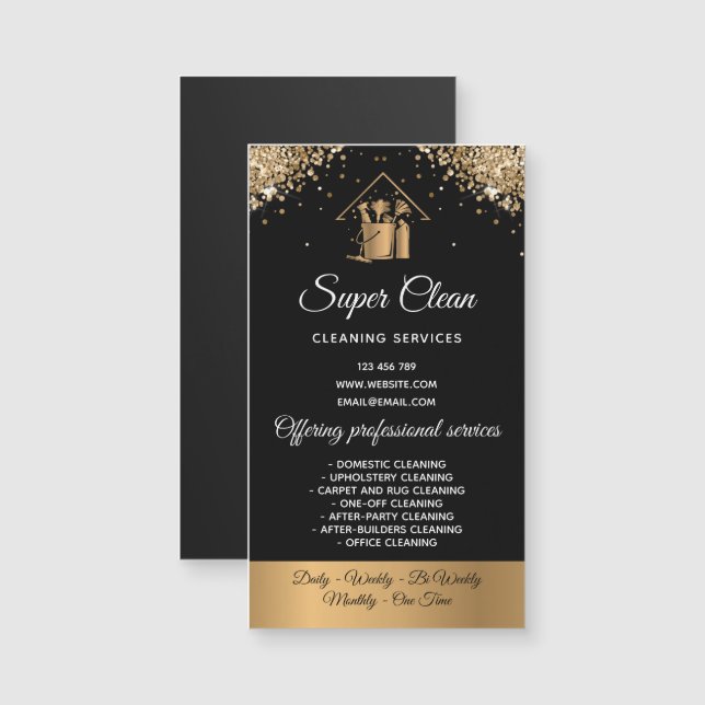 Moderne schoonmaakster Huis sprankelende gouden gl (Voorkant / Achterkant)