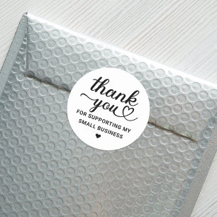 Moderne Schrift Bedankt Klein Bedrijf Hart Ronde Sticker