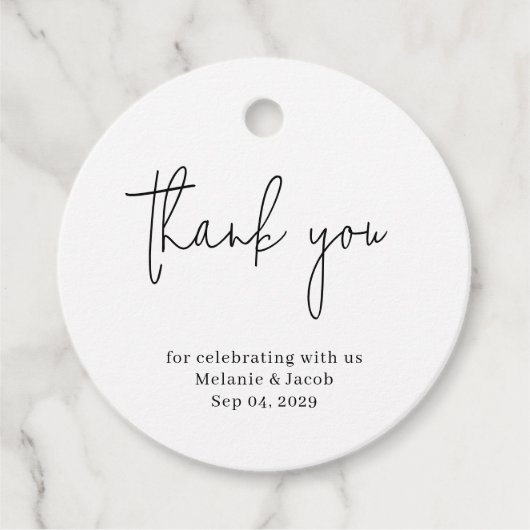 Moderne Schrift Trouwronde Bedankjes Labels (Voorkant)