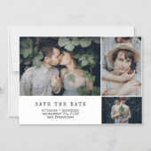 Moderne schrijfmachine | 3 Foto slaat de datum op Magnetische Uitnodiging (Voorkant)