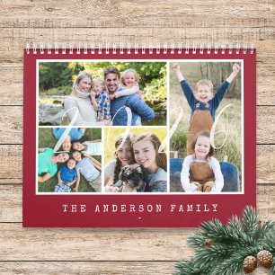 Moderne schrijfmachine 4 familiefoto's per maand 2 kalender