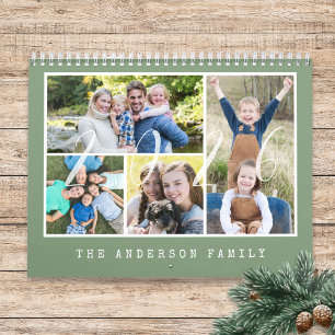 Moderne schrijfmachine 4 familiefoto's per maand 2 kalender