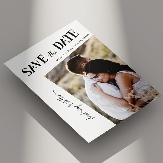 Moderne schuine foto Save the Date Kaart Minimalis