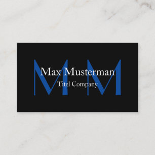 Moderne schwarze Monogramm Visitenkarte Visitekaartje