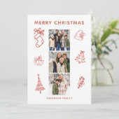 Moderne Scribble Foto Kerst Flat Vakantie Kaart (Staand voorkant)