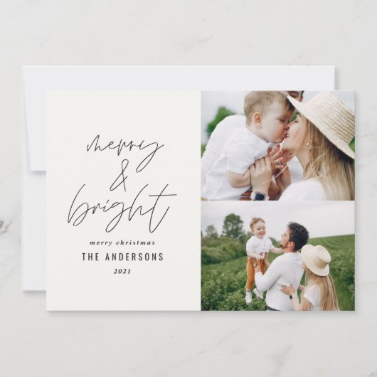 Moderne script 1 foto zwart-wit Kerstmis (Voorkant)