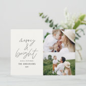 Moderne script 1 foto zwart-wit Kerstmis (Staand voorkant)