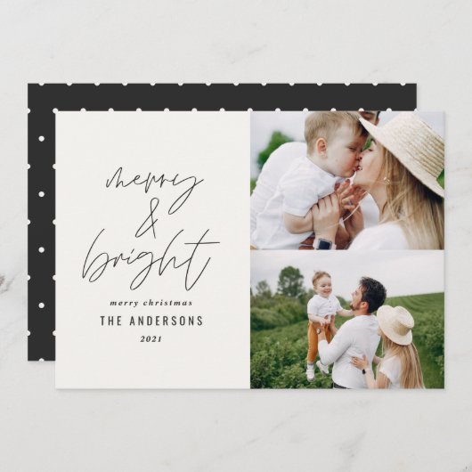 Moderne script 1 foto zwart-wit Kerstmis (Voorkant / Achterkant)