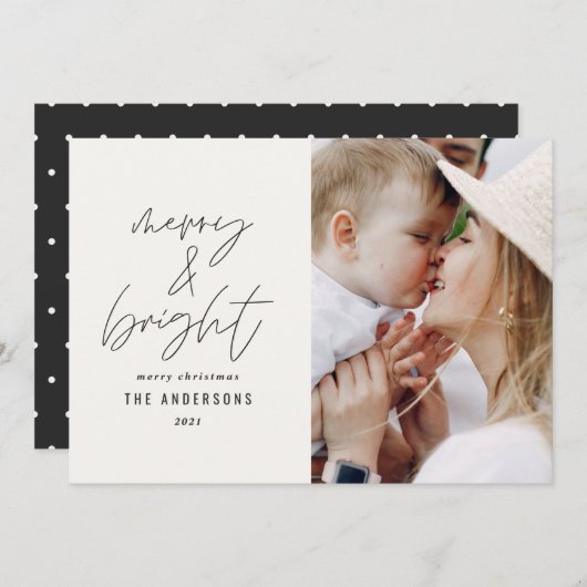 Moderne script 1 fotogeniek en helder kerstfeest (Voorkant / Achterkant)