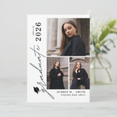 Moderne Script 6 Foto Afstudeer Uitnodiging (Staand voorkant)