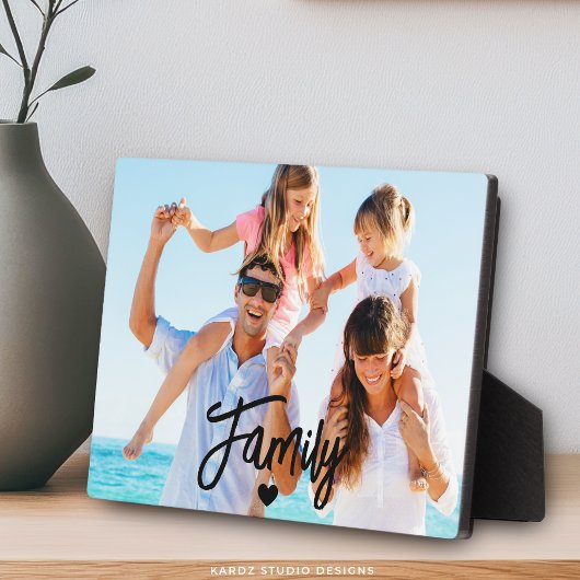 Moderne script aangepaste familiefoto fotoplaat