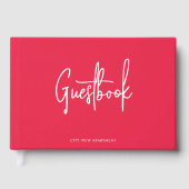 Moderne script aangepaste kleur minimalistisch gastenboek (Voorkant)