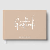 Moderne script aangepaste kleur minimalistisch gastenboek (Voorkant)