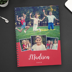 Moderne script aangepaste naam Cool 4 foto collage Notitieboek