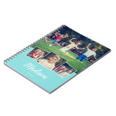 Moderne script aangepaste naam Cool 4 foto collage Notitieboek (Linkerzijde)