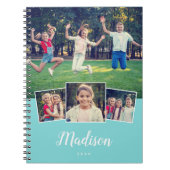 Moderne script aangepaste naam Cool 4 foto collage Notitieboek (Voorkant)