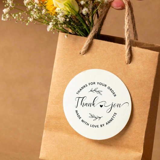 Moderne script aangepaste naam ronde bedankjes han rubberstempel