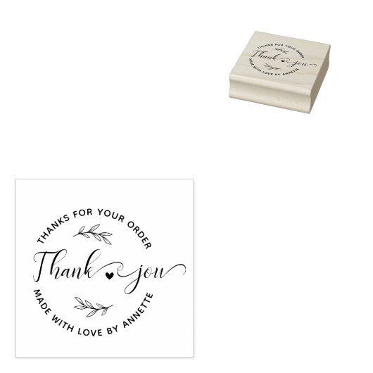 Moderne script aangepaste naam ronde bedankjes han 	rubberstempel (Gestempeld)