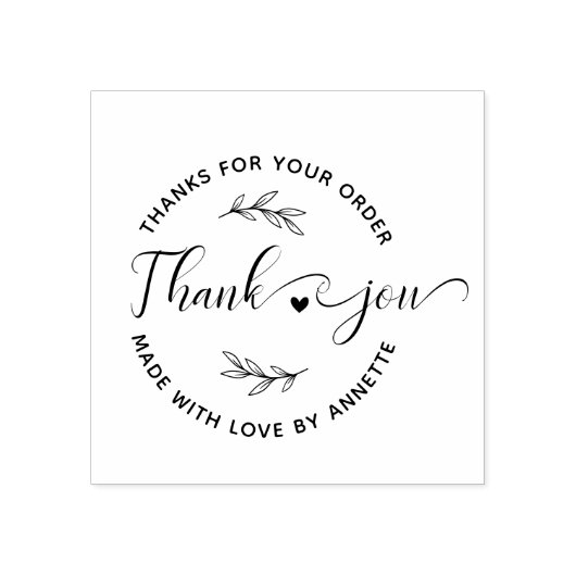 Moderne script aangepaste naam ronde bedankjes han 	rubberstempel (Afrduk)