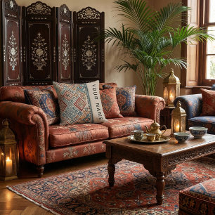 Moderne script abstract chique eigentijdse rustiek kussen