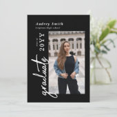 Moderne Script Afgestudeerd 3 Foto Afstuderen Kaart (Staand voorkant)