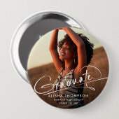 Moderne Script Afgestudeerde Foto Afstuderen Ronde Button 4,0 Cm (Voorkant /achterkant)