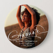 Moderne Script Afgestudeerde Foto Afstuderen Ronde Button 4,0 Cm (Voorkant)