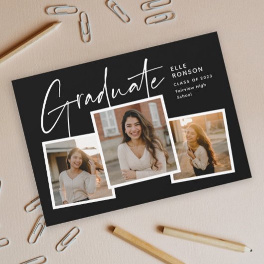 Moderne Script Afgestudeerde Foto Collage Afstuder Kaart