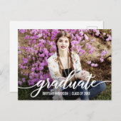 Moderne Script Afstudeerfoto Aankondiging Wt (Voorkant / Achterkant)